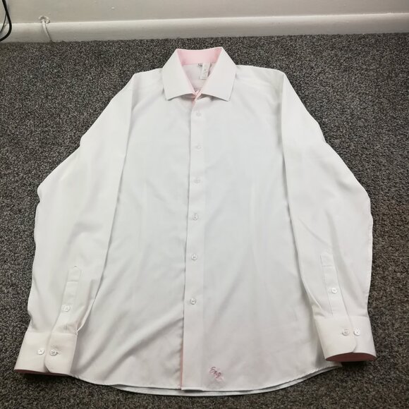 State & Liberty Shirt Performance L/S Button Up White Mens Large Athletic Fit - Picture 2 of 12